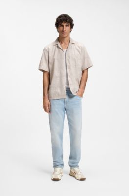 Sneakers con logo e rifiniture in similpelle scamosciata, Beige chiaro