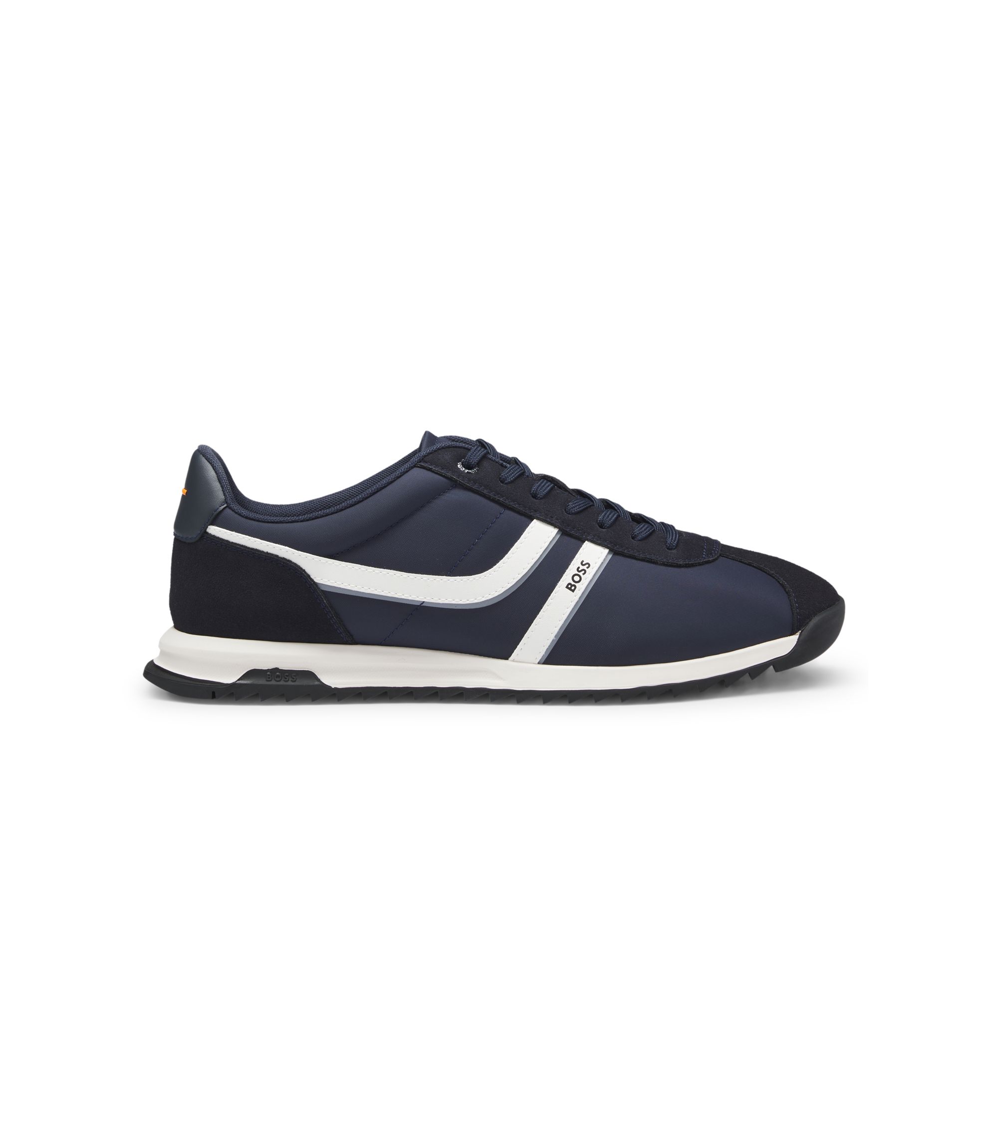 BOSS - Logo trainers with faux suede trims - Dark Blue
