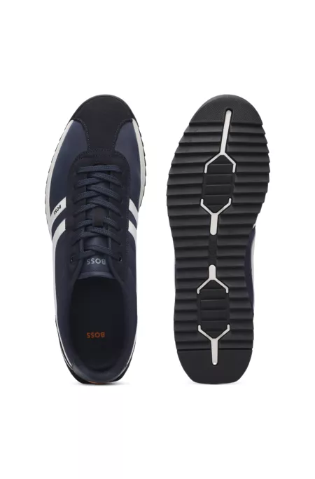 Logo trainers with faux suede trims