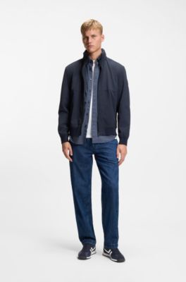 Logo trainers with faux suede trims, Dark Blue