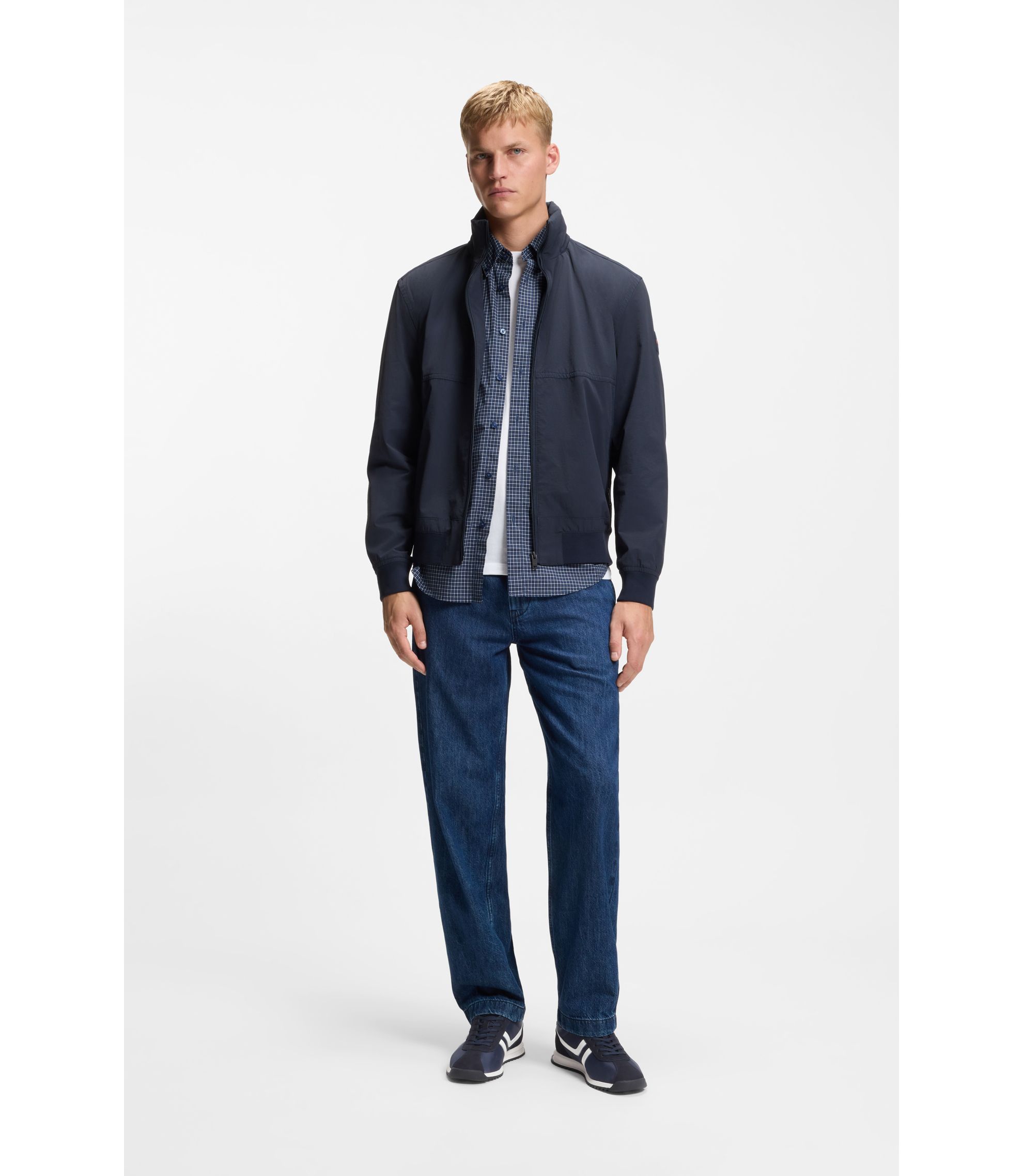 BOSS - Logo trainers with faux suede trims - Dark Blue