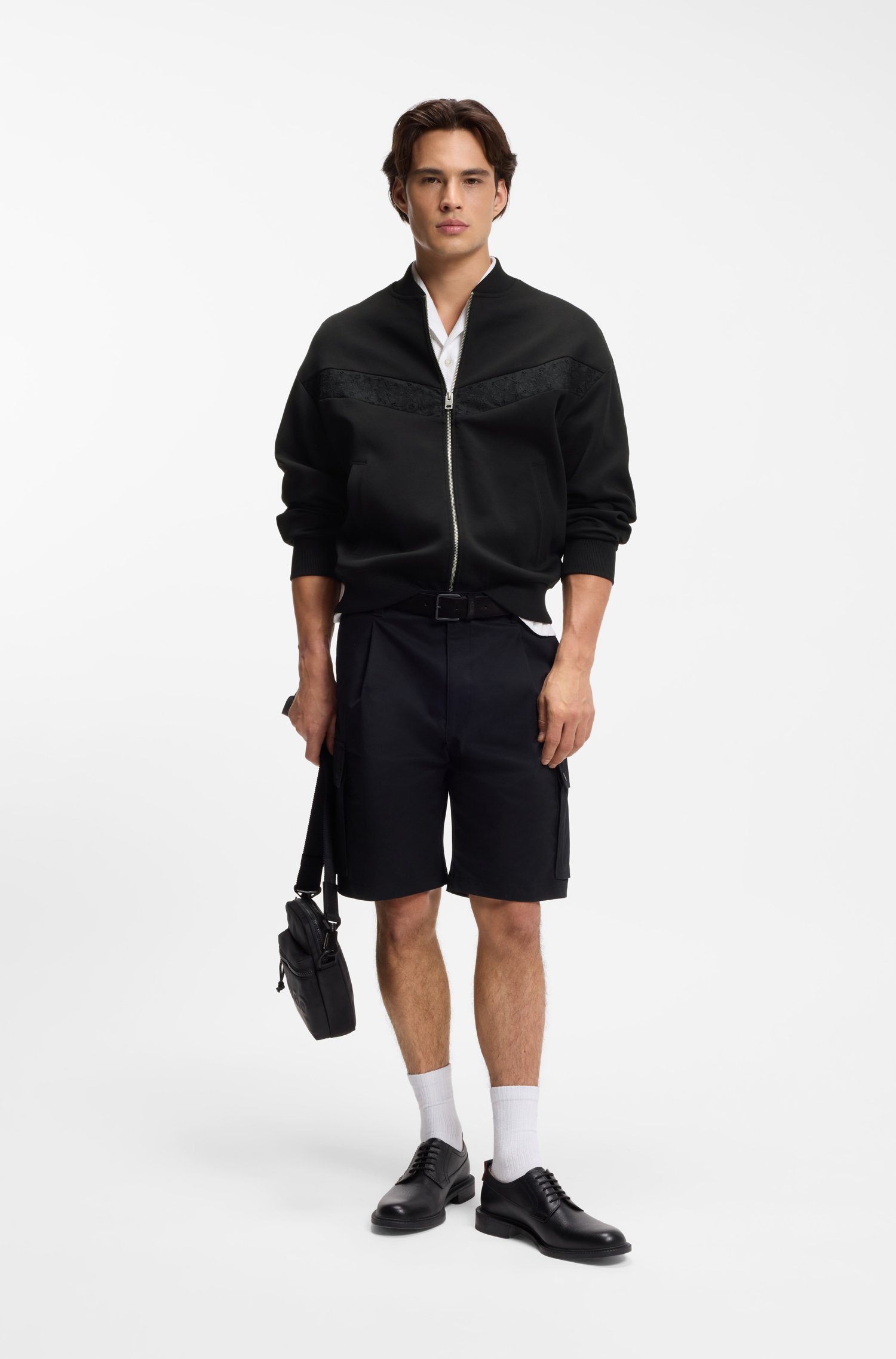 Hugo Cotton-blend jacket with broderie stripes jackor herr – bild 2