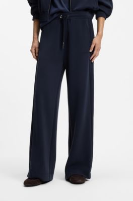 Relaxed-fit tracksuit bottoms with piping details, Dark Blue