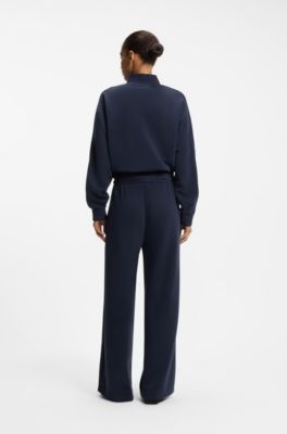 Relaxed-fit tracksuit bottoms with piping details, Dark Blue
