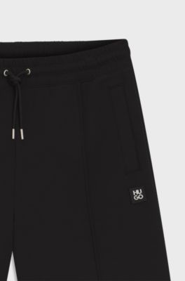 Cotton-blend shorts with stacked-logo trim, Black