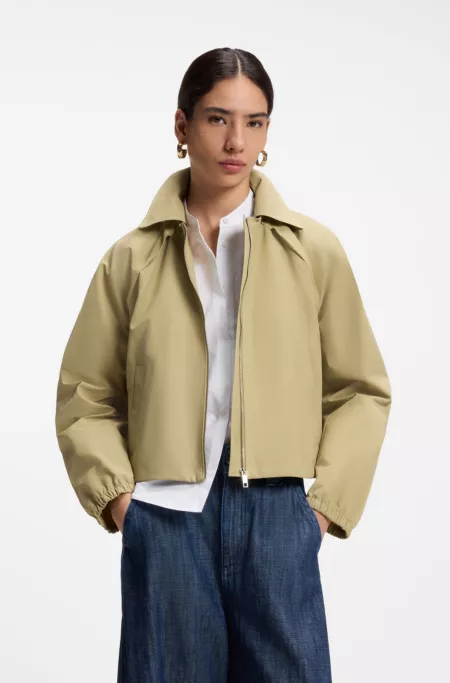 Manteau court déperlant en coton mélangé