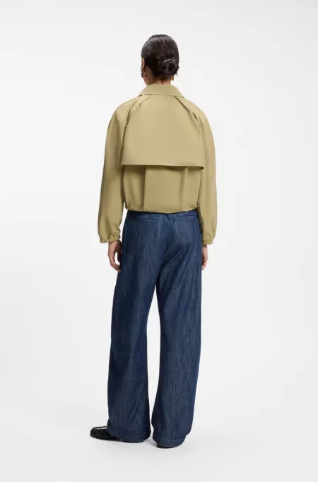 Manteau court déperlant en coton mélangé