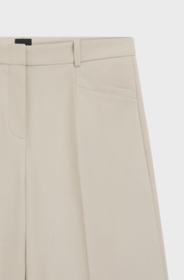 Regular-fit trousers with wide leg, Light Beige