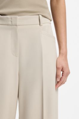 Regular-fit trousers with wide leg, Light Beige
