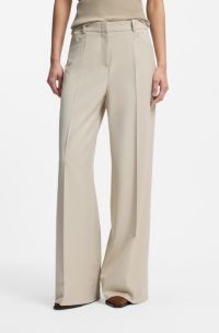 Regular-fit trousers with wide leg, Light Beige