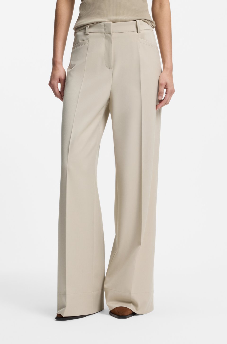 Regular-fit trousers with wide leg