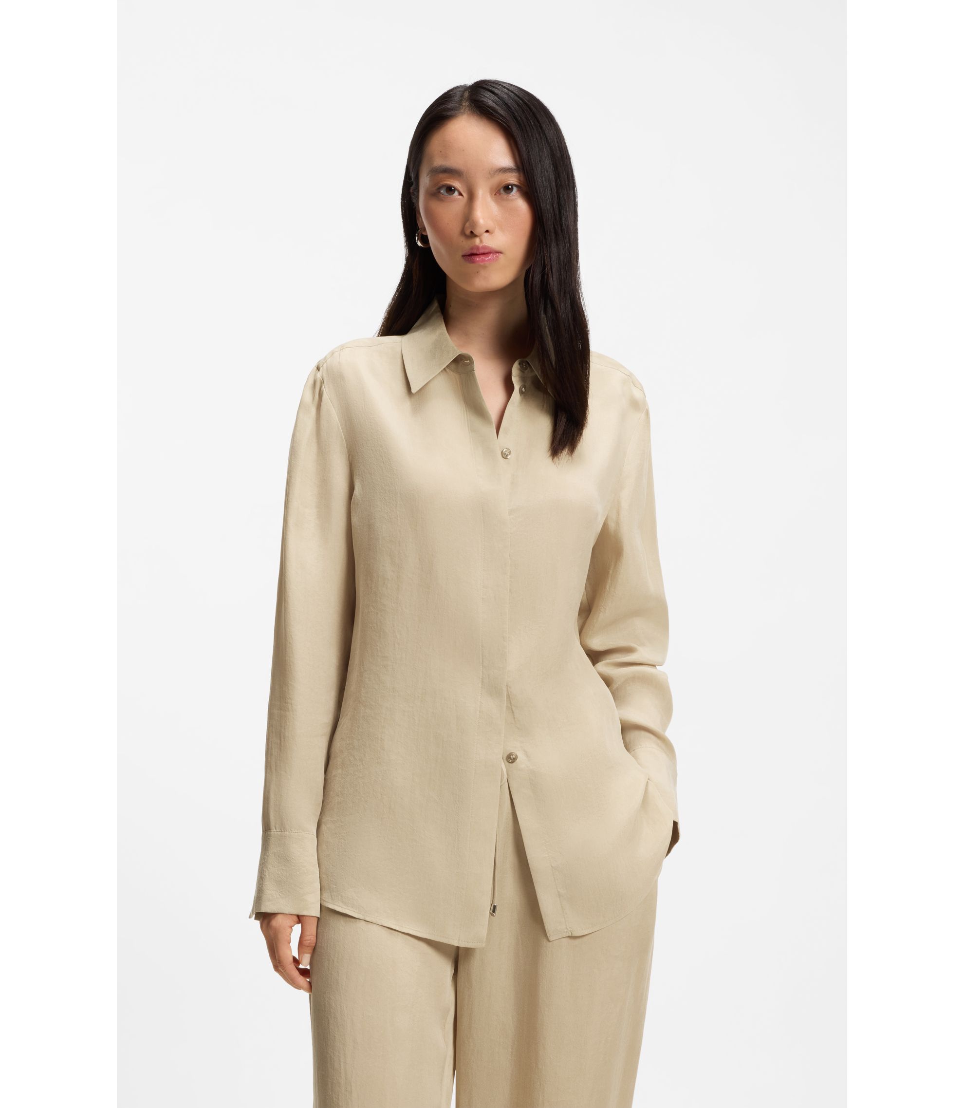 Regular-Fit Bluse mit verdecktem Verschluss