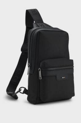Backpack with logo and signature stripe, Black