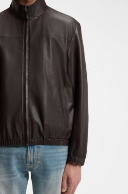 Giacca BOSS BY BECKHAM in pelle nappa, Marrone scuro