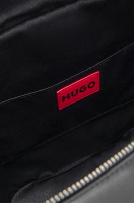 Canvas shopper met details van imitatieleer, Lichtbeige