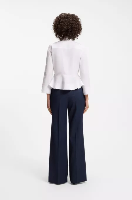 Slim-fit blouse in cotton with peplum hem