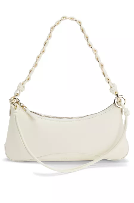 Faux-leather shoulder bag with two straps