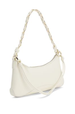 Faux-leather shoulder bag with two straps, White