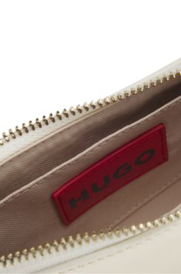 Faux-leather shoulder bag with two straps, White