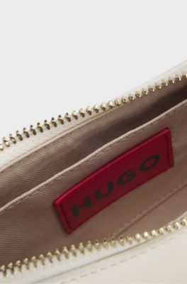 Faux-leather shoulder bag with two straps, White