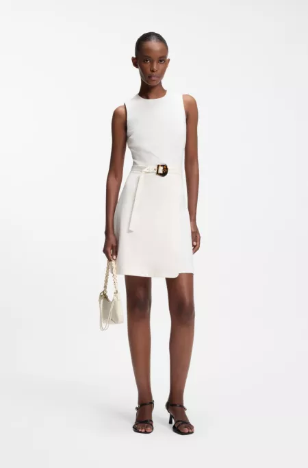 Faux-leather shoulder bag with two straps