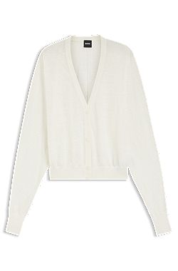 Linen-cotton cardigan with buttoned front