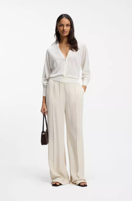 Linen-cotton cardigan with buttoned front