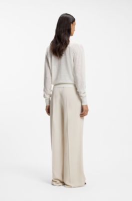 Linen-cotton cardigan with buttoned front, White