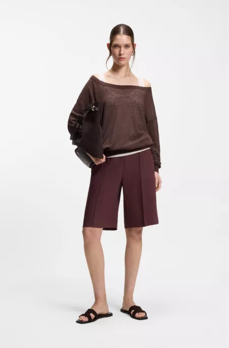 Linen-cotton sweater with underlayer
