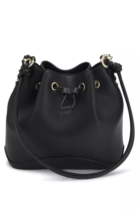 Faux-leather bucket bag with two straps