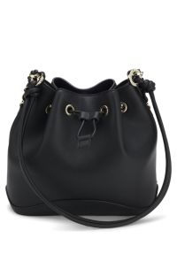 Bolso bucket de piel sint&eacute;tica con dos correas, Negro