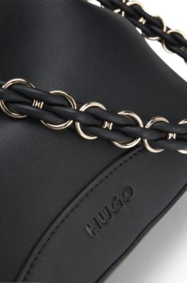 Bucket bag van imitatieleer met twee banden, Zwart