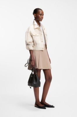 Faux-leather bucket bag with two straps, Black