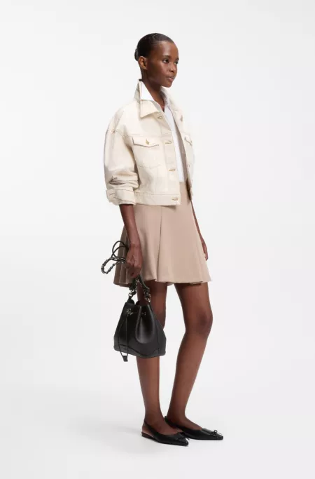 Faux-leather bucket bag with two straps