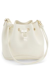 Sac seau en similicuir avec deux bretelles, Blanc