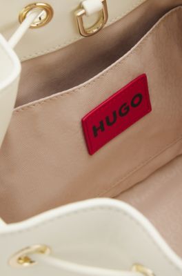 Faux-leather bucket bag with two straps, White