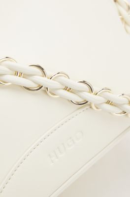 Faux-leather bucket bag with two straps, White