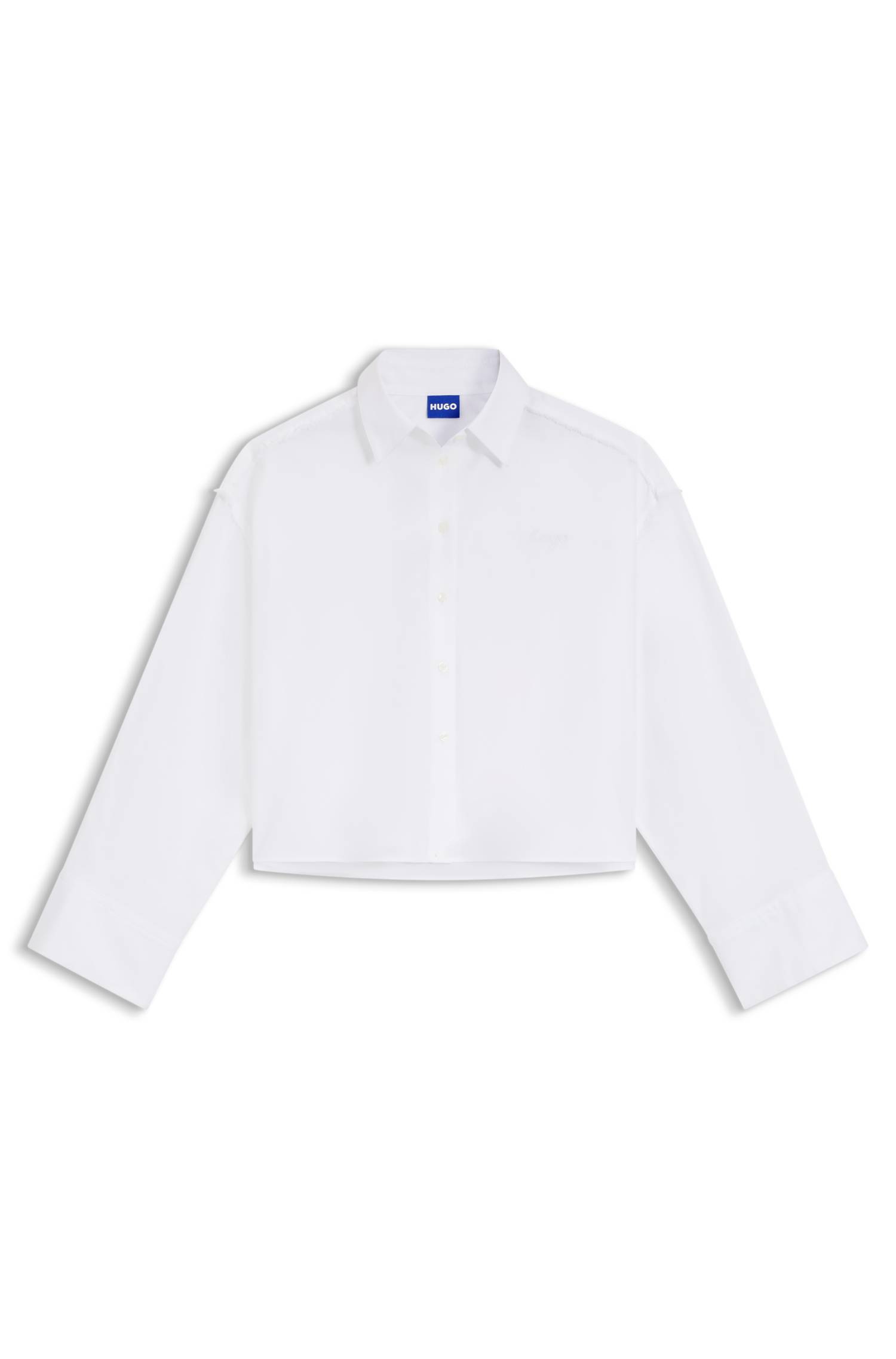 Hugo Oversize pinstriped cotton shirt with open cut hem skjortor & blusar dam – bild 4