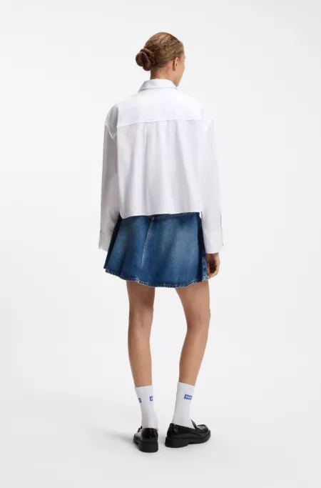 Chemise Oversize en coton à rayures tennis avec ourlet ouvert