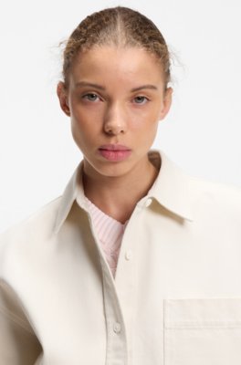 Hugo Oversized-fit blouse in cotton twill blusar dam – bild 3