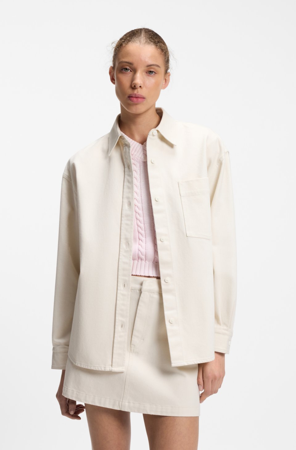 Oversized-fit blouse in cotton twill