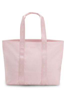 Cotton-canvas tote bag with logo straps, light pink