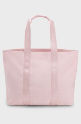 Cotton-canvas tote bag with logo straps, light pink