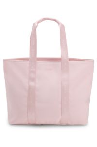 Cabas en toile de coton avec bretelles logot&eacute;es, Rose clair