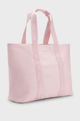 Cotton-canvas tote bag with logo straps, light pink