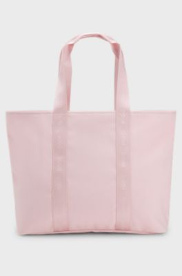 Cotton-canvas tote bag with logo straps, light pink