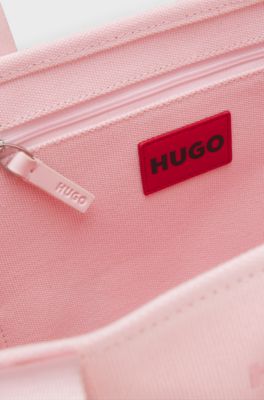 Cotton-canvas tote bag with logo straps, light pink