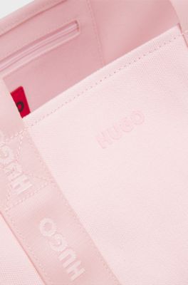 Cotton-canvas tote bag with logo straps, light pink