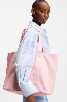 Cotton-canvas tote bag with logo straps, light pink