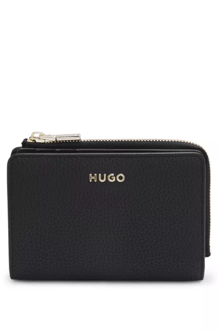 Grained faux-leather wallet with logo lettering